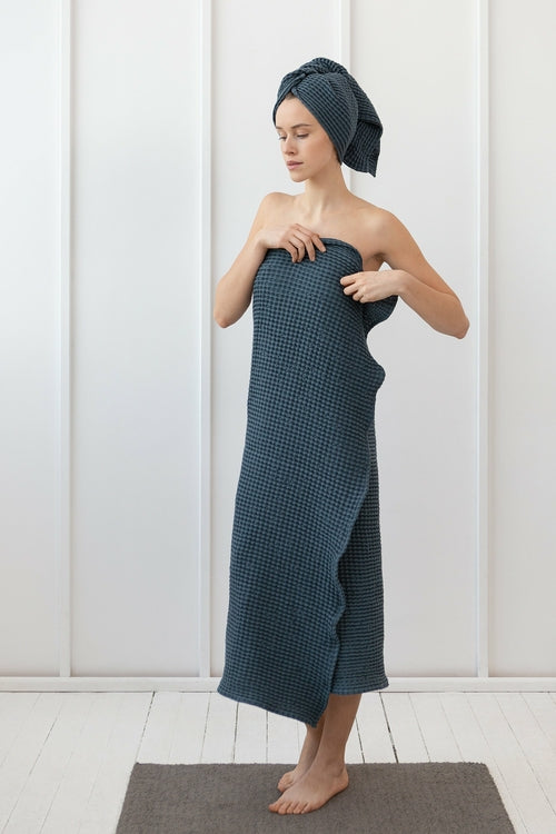 Greyish Green linen waffle towel