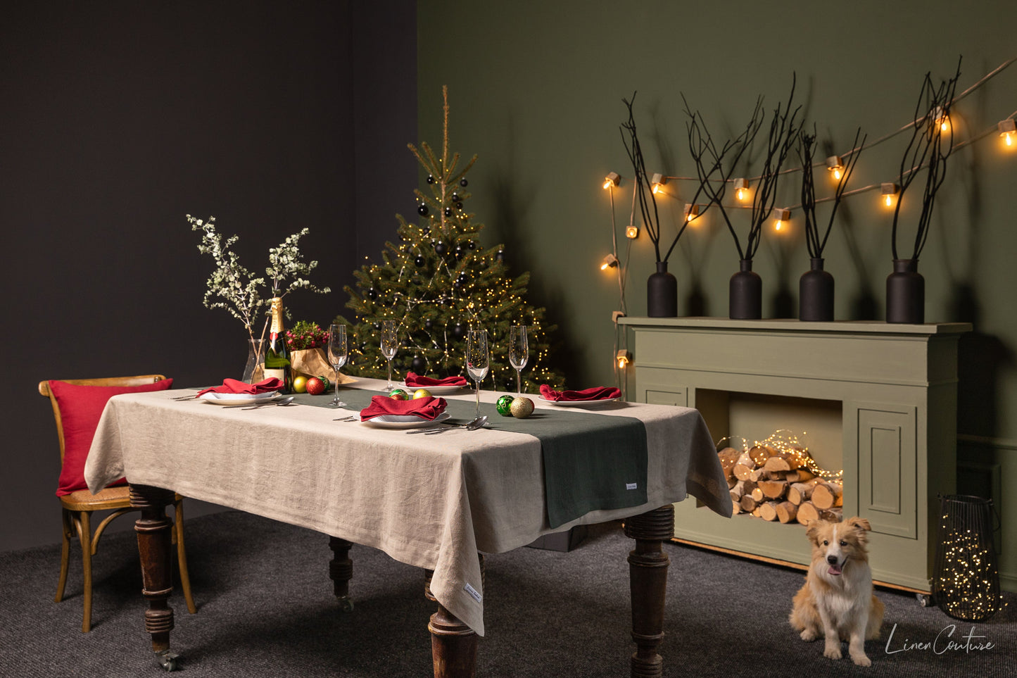 Natural light linen tablecloth