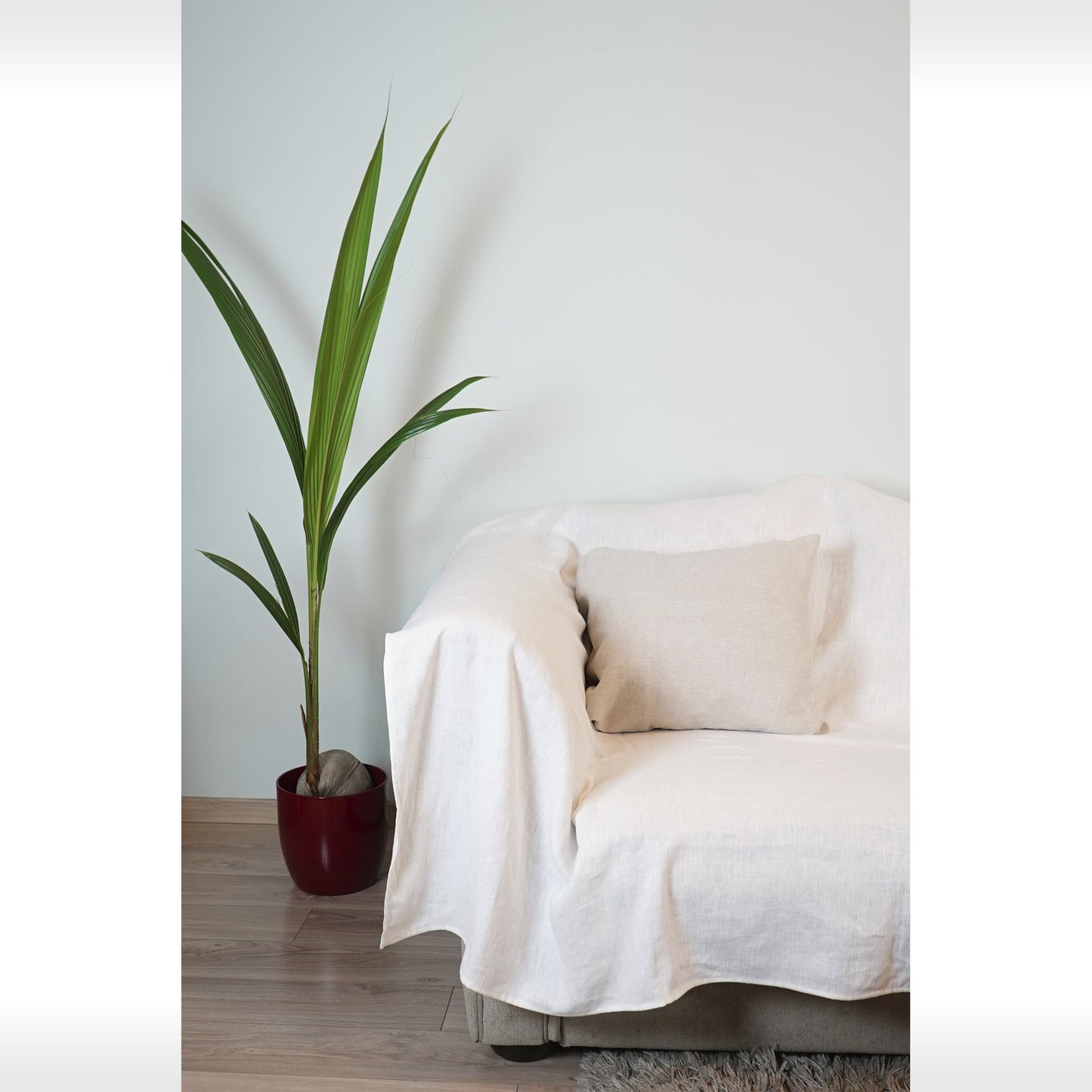 White linen couch cover