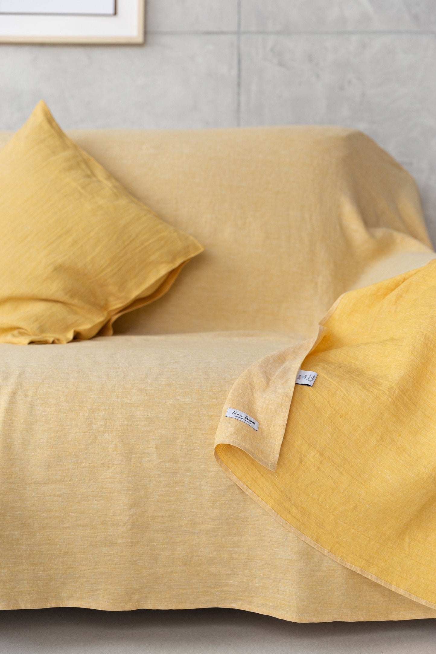 Canary Yellow linen couch cover