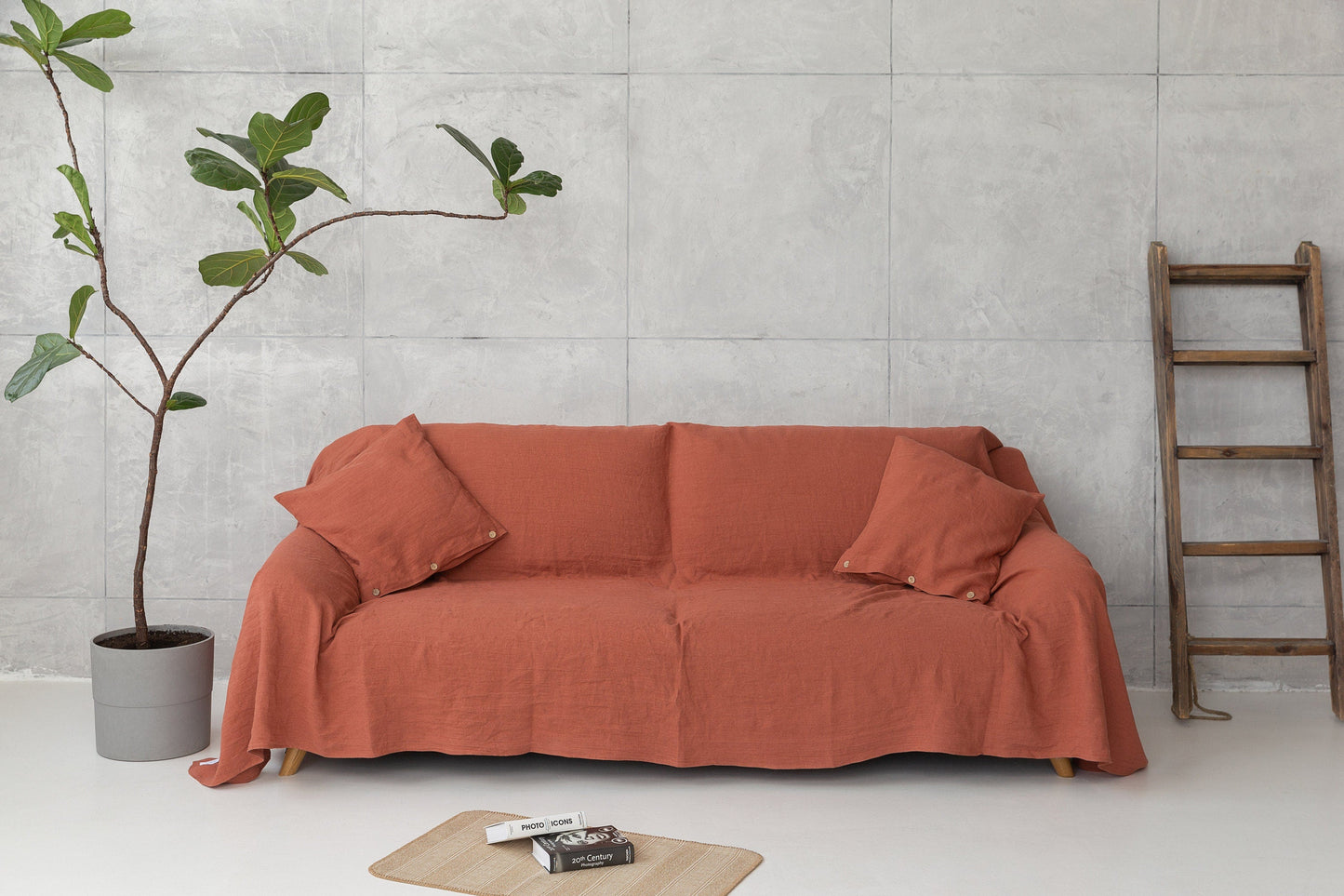 Woodrose linen couch cover