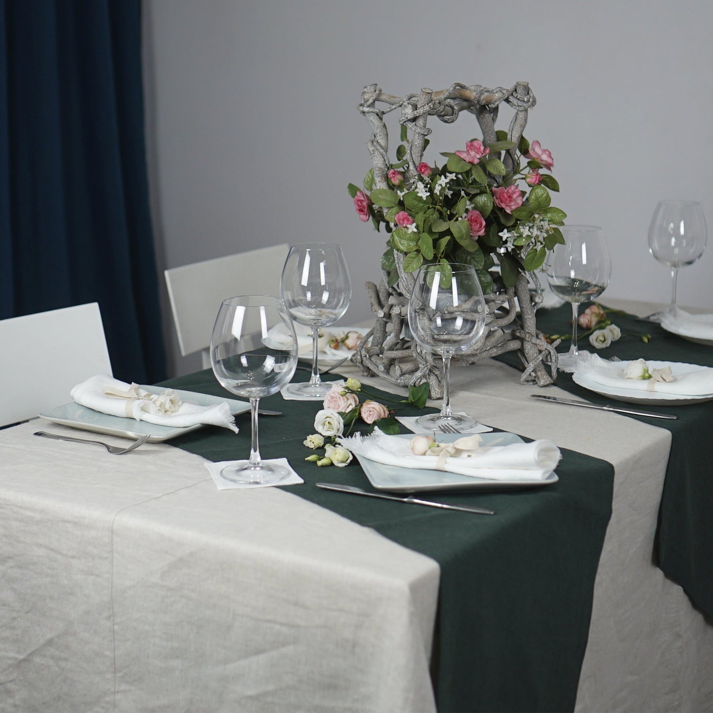 Natural light linen tablecloth